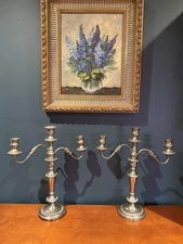 2 Vintage Sol Goldfeder Silver Candelabras 3 Arms 18.75” Tall Convertible Set