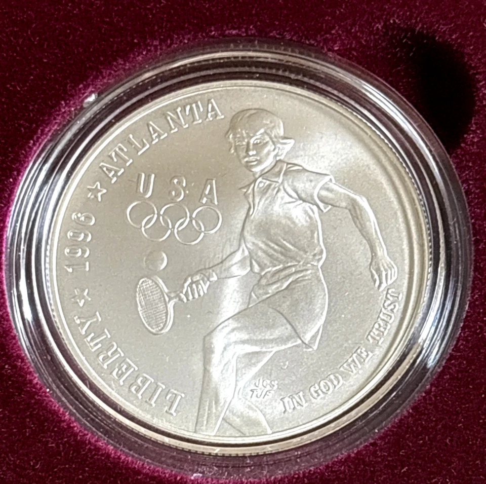 1996 Atlanta Olympics Commem  Silver Dollars-Wheelchair/Tennis 50c Swimming - Image 3 of 4