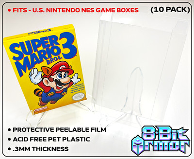 10 Box Protectors for Nintendo NES Video Game Boxes Clear Display Cases