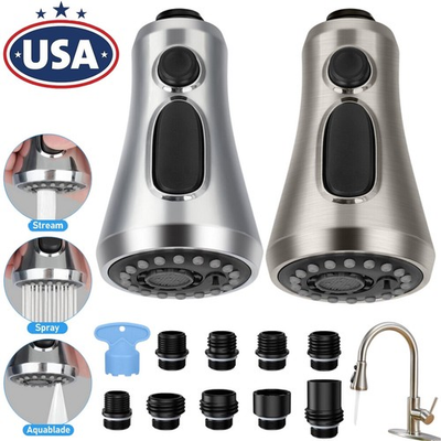 #ad Kitchen Faucet Spray Head 3 Mode Pull Down Out Nozzle Sprayer Replacement Parts $12.29