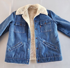 Vintage Levi's Sherpa Lined Denim Jean Jacket Size 20 Made In USA Orange Tab