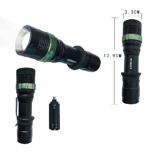 Torcia led per pesca notturna con regolazione del fuoco e dell'intensità.