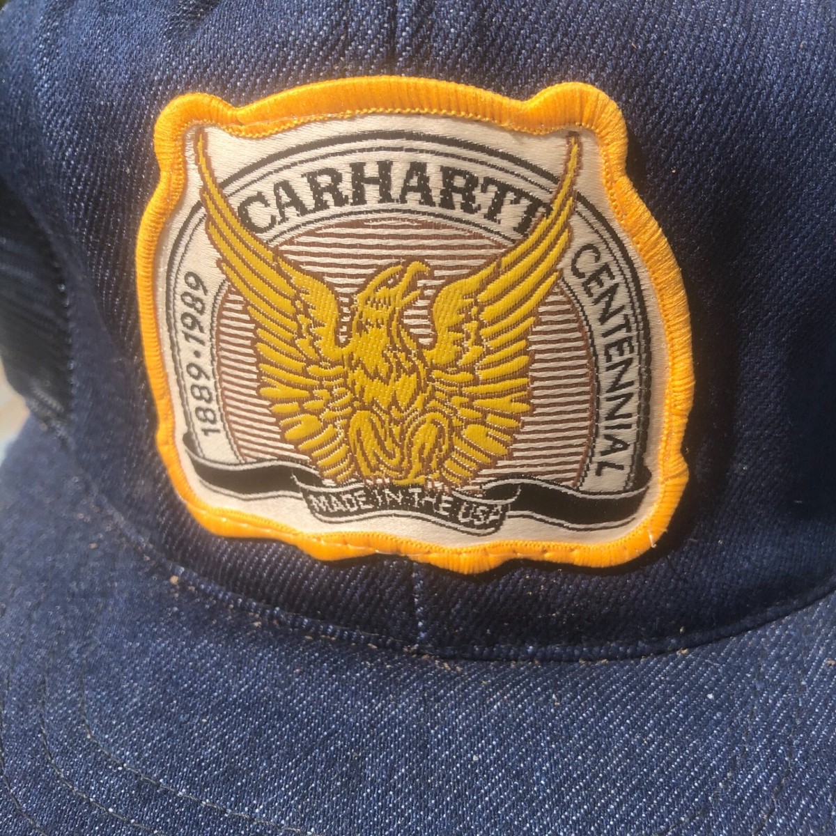 WOW CARHARTT Centennial Snapback Trucker Hat VINTAGE 1989 DENIM