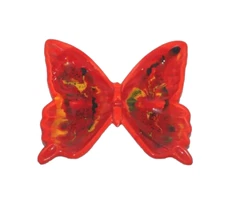 VTG MCM Butterfly Trinket Ashtray Splatter Glaze Red Orange Ceramic 6.25" x 6"