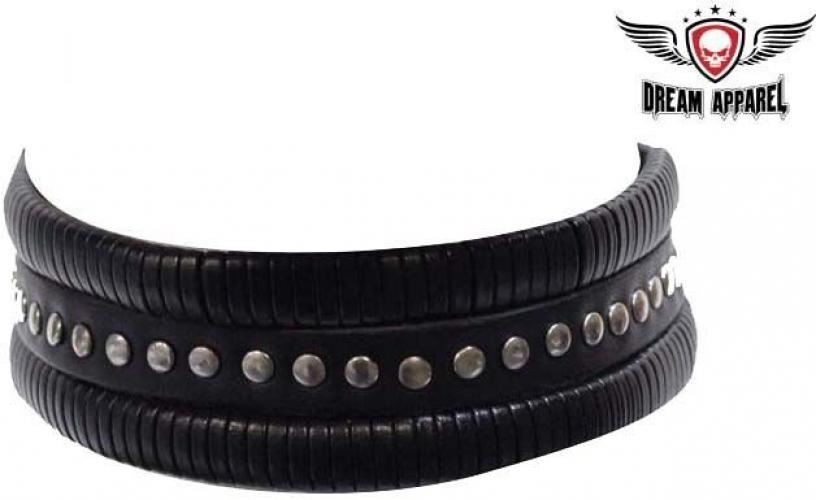 Braided Leather Necklace with Metal Stud Accents-image