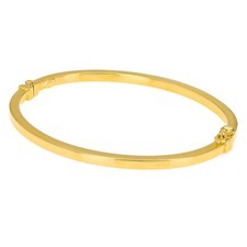 Italian 14k Yellow Gold Hollow Square Tube Bangle Bracelet 7" 3mm 4.6 grams