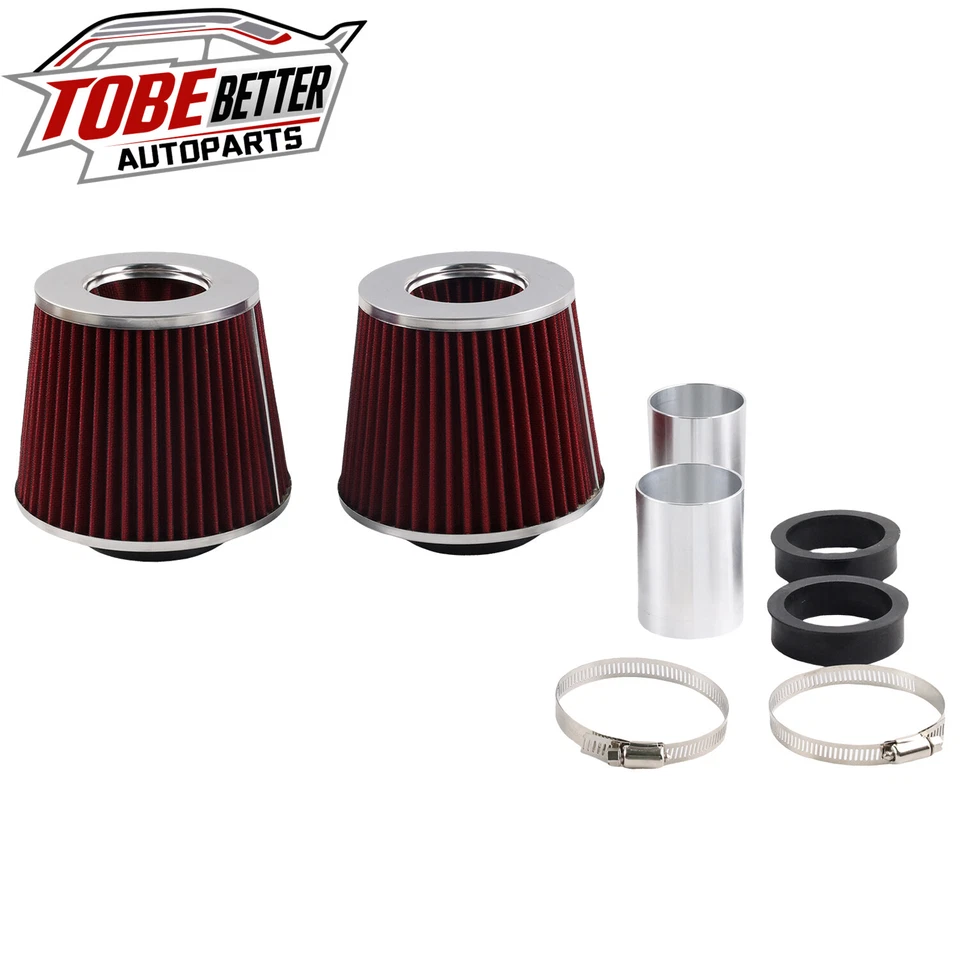 Pair Cold Air Intake Kit For BMW N54 3.0L 135i 335i 535i Dual Cone Filters 2.25" - Image 4 of 4