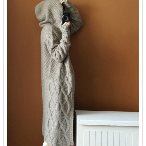 Women Sweater Hoodie Knitted Coat Jacket Cardigan Outwear Long Jumper Loose - Picture 5 of 13