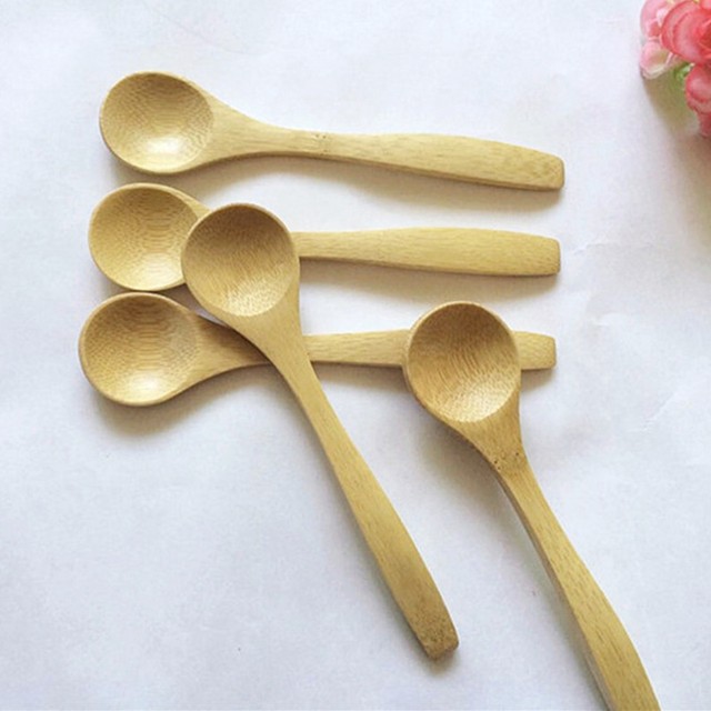 5pcs Wooden Teaspoon Set for Kitchen Cooking Coffee Tea Condiment