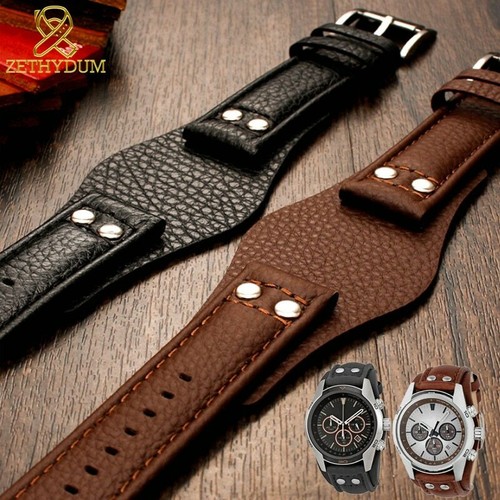 Mens Genuine Leather Watch Band Strap 