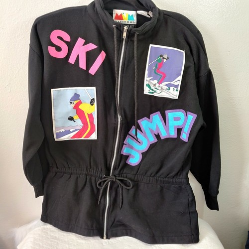 Vintage Marcy N Me By Patrick Lee Ski Jump Jacket Padded Shoulders Black Zip Ebay