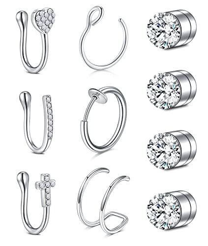 Fake Nose Ring Fake Septum Fake Nose Ring Hoop Clip On Fake Nose Piercing B