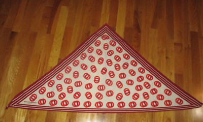 Jean-Louis Scherrer Maroon Red White Geometric Cotton Triangular Head Scarf 50''