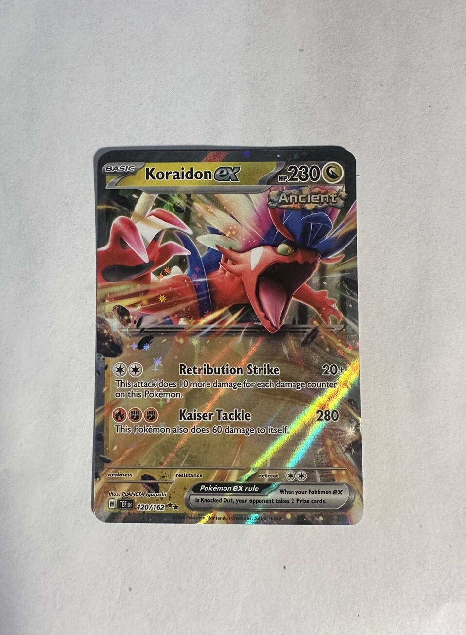 Pokémon Karte Koraidon Ex 120/162 Double Rare + Toploader – Aus SV Temporal Forces, Englische Near Mint Edition