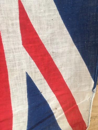 ANTIQUE 33" BRITISH MADE UNION JACK FLAG & POLE DECORATIVE VINTAGE WALL HANGING - Picture 6 of 10
