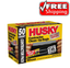 50-Count Husky 42 Gallon Heavy Duty Contractor Trash Bags, 3 Mil Thick, Draw & Tie