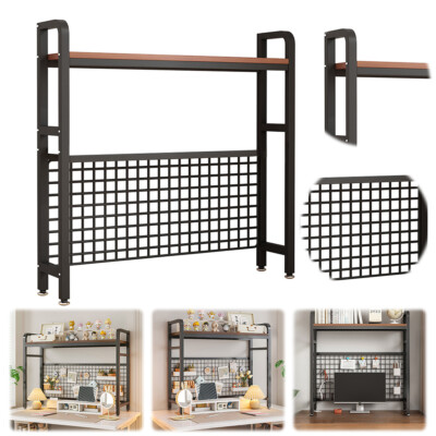 Grid bookshelf, desk storage rack, multi-layer shelf, computer desk storage rack
