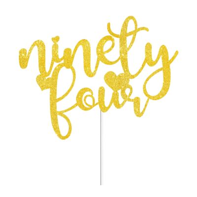Ninety-four Cake Toppers Gold Glitter Happy 94th Birthday Cake Decorations Ch...