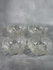 4 Vintage Anchor Hocking Medallion Clear 4.25” Glass Bowl  Dip Fruit Dessert