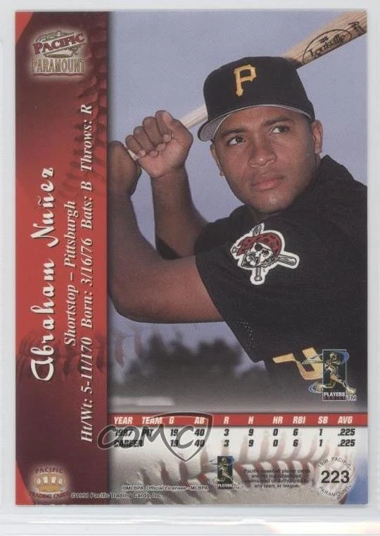 1998 Pacific Paramount Platinum Blue Abraham Nunez #223 - Image 2 of 2