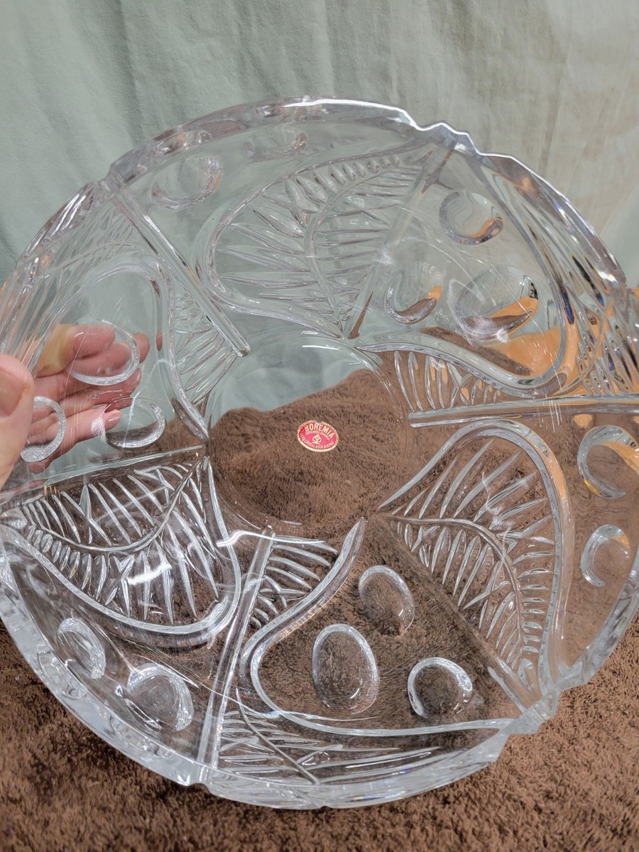 Vintage Bohemia Czechoslovakia Lead Crystal 24% Glass Punch Bowl 9