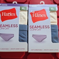 2-Hanes Seamless Stretch Tagless Bikini Panties XL Multicolor 4 Pack