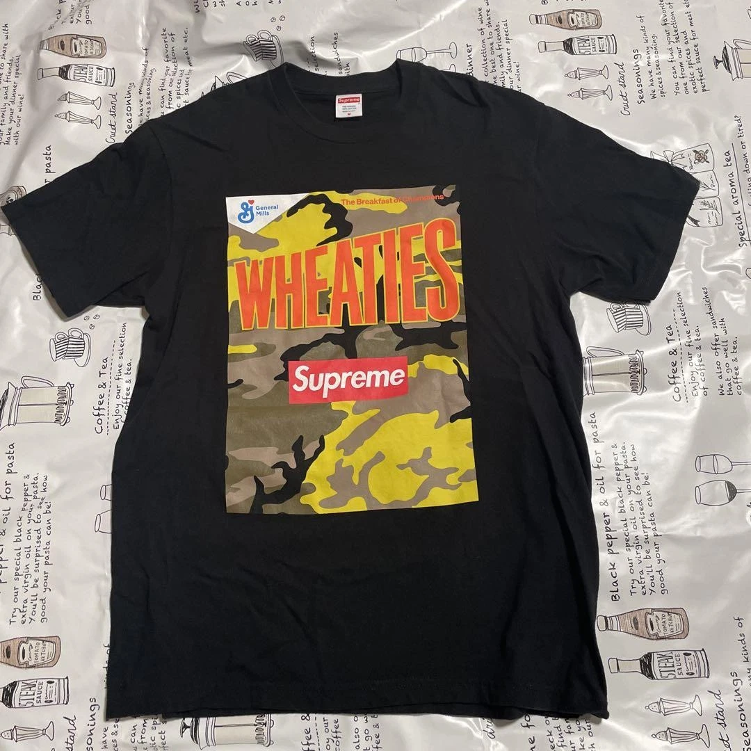 T shirt camouflage homme Supreme M Wheaties emblématique streetwear rare occasion limitée