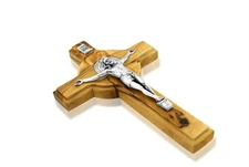 St. Benedict Olive Wood Crucifix Cross (8 INCH)