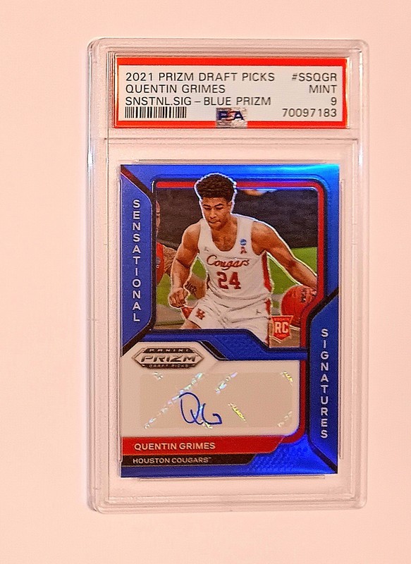 PSA 9 QUENTIN GRIMES #/125 Auto 2021 Prizm RC Sensational BLUE - HOUSTON COUGARS