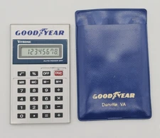 Goodyear Vitronic Pocket Calculator with Branded Case Danville VA Advert - WORKS