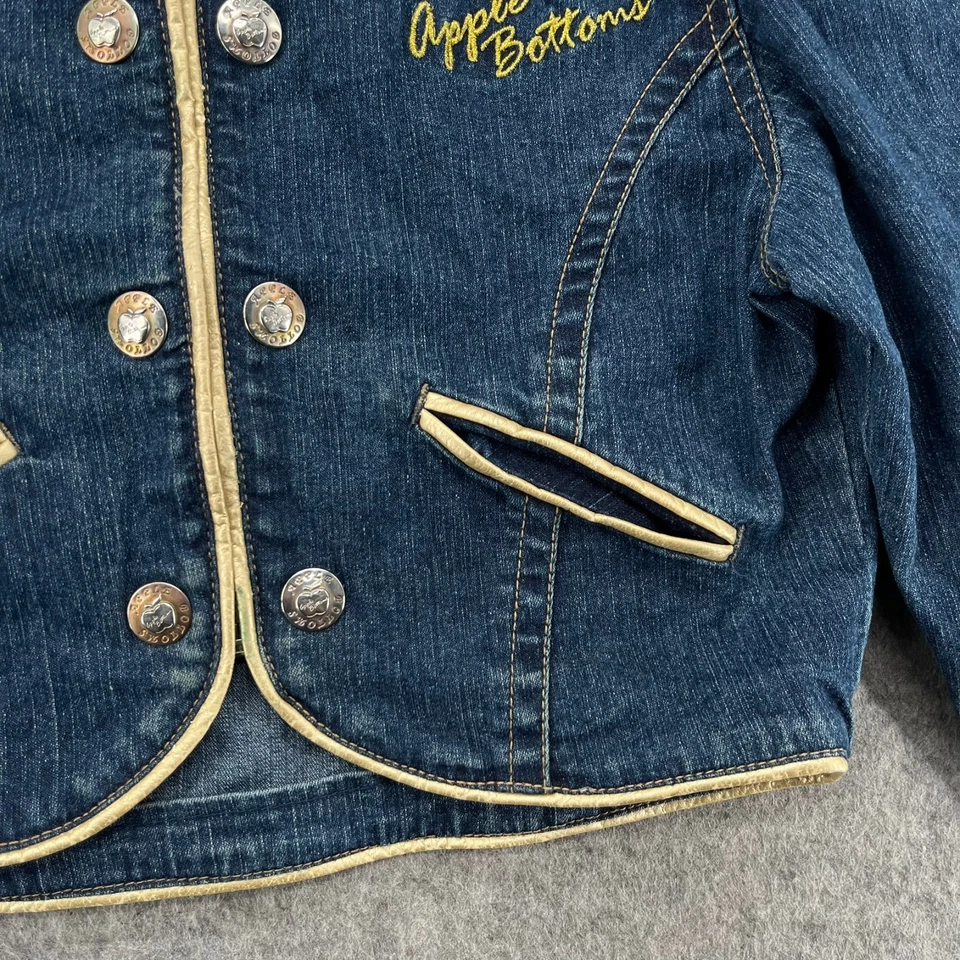 Apple Bottoms Womens Denim Jacket Full Zip Cropped Size XL Gold Accents Y2K - Image 4 of 4
