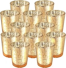 Just Artifacts Mercury Glass Candle Holder 2.75"  Speckled Gold - 25 Pieces Lot