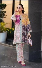 Indian Bollywood Co-Ord Set Women Printed Tunic Kurta Pant Set Ethnic Dress