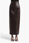 Brown Women's Genuine Lambskin Leather Skirt Outfit Long Leather Women Skirt