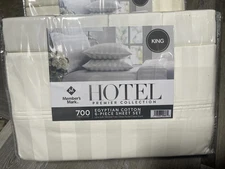 Members Mark 700 TC Hotel Premier Egyptian Cotton Sheet Set - King Stripe White