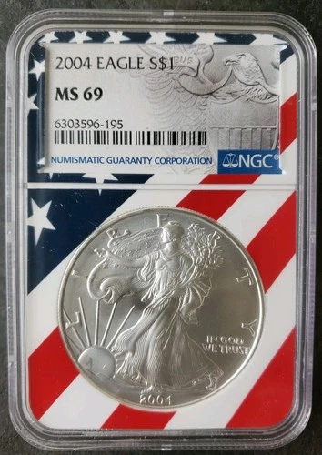 2004 $1 American Silver Eagle Dollar NGC MS69