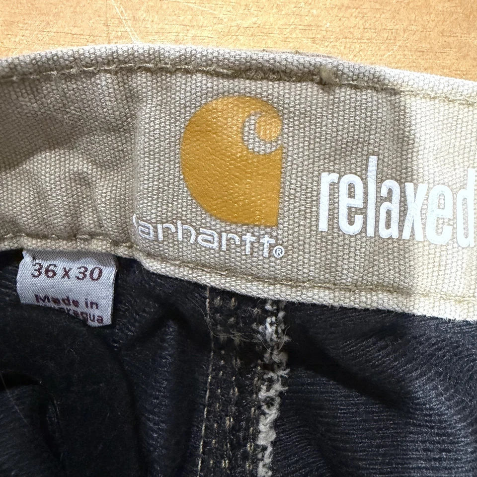 Pantalones de lona forrados de lana Carhartt para hombre talla 36x30 calce relajado tostado Foto 2 de 4