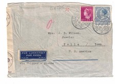 1940 Rotterdam Netherlands Censored Airmail Cover to Pella Iowa