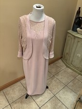 Maya Brooke Elegant Pink Lace Dress with Jacket Size 14