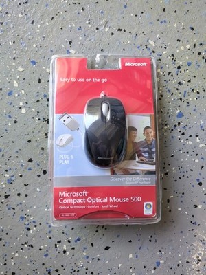 Microsoft Compact Optical Mouse 500 Wired USB Model 1016 Vista Mac PC New Sealed