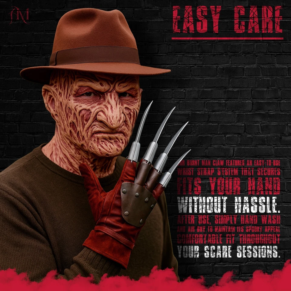 Freddy Krueger Claw Glove Killer Slasher Costume Halloween Fancy Dress Props - Image 4 of 4