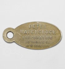 Vintage Detex Watchclock Corporation NYC Dials Supplies Return Key Fob Tag Token