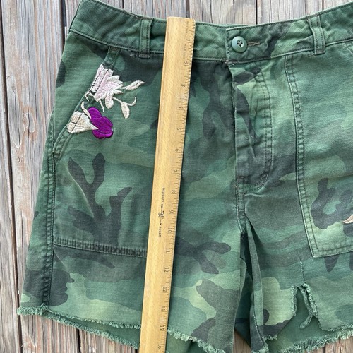 Pantalones Cortos Free People Bordados Boho Floral Verde Camuflaje Corte Talla 6 - Imagen 10 de 10