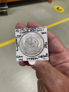 AUSTRALIA 1938M KGV 92.5% SILVER CROWN RARE KEY DATE GEM UNC MS65 CV$3600 28Gr