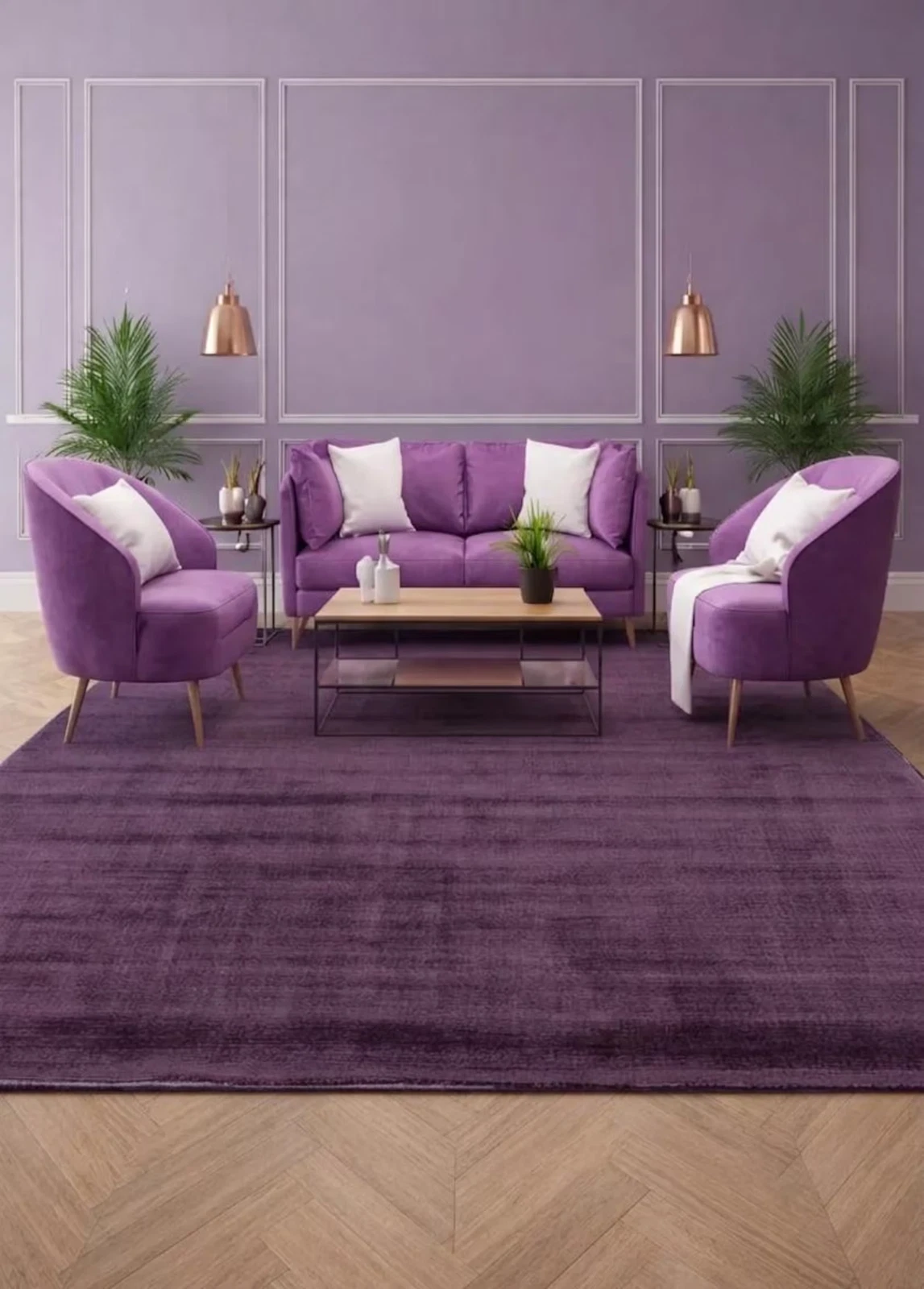 Luxury Deep Plum Hand Loomed Viscose Area Rug - Modern Shimmering Silk-Feel 8x10
