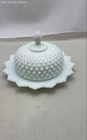 Vintage White Milk Glass Round Covered Serving Dish