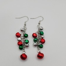 Holiday Jingle Bell Earrings in Red, Green, and Silver