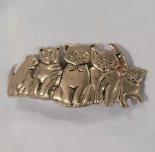 Cat Hair Clip Vintage Gold Colored Kitty Retro