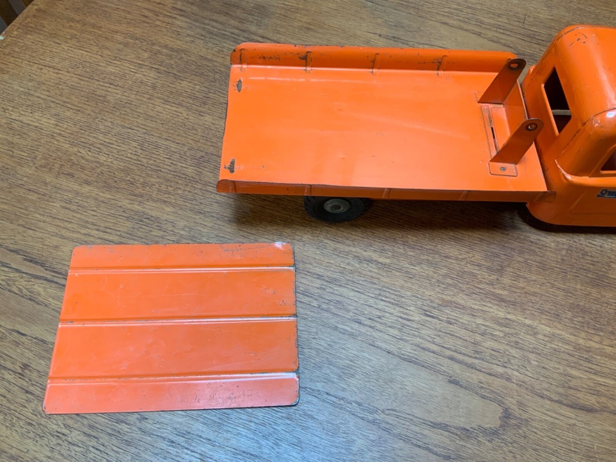 STRUCTO★材木運搬トラック★車TOYミニカー★1950'ビンテージUSA Vintage 1950's Structo Toys Hydraulic Dump Truck Pressed