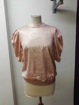 EX OASIS LADIES LIGHT PINK AND GOLD PUFF SLEEVE TOP NEW (ref 423